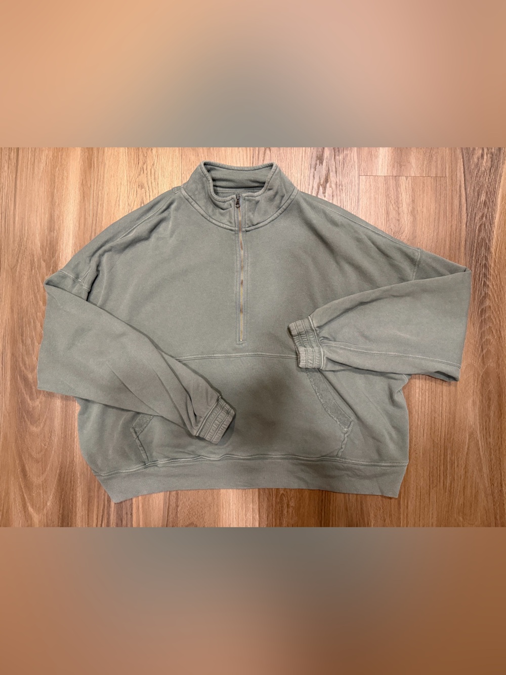 aerie Olive Green Half-Zip Pullover Sweater